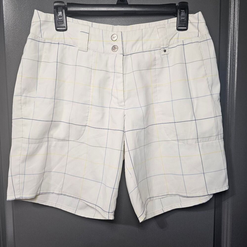 Nike Golf Dri-FIT Shorts White Plaid Pattern Women's Size 6